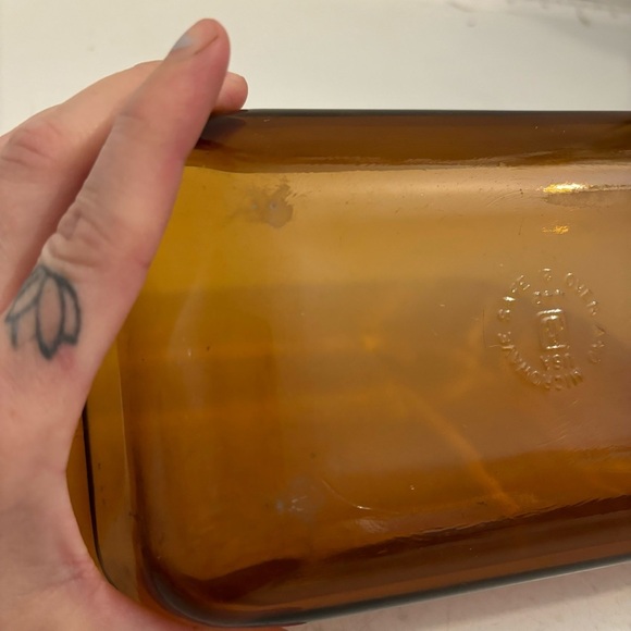 Vintage anchor hocking amber glass 9x5  casserole‎ dish 442 - Picture 9 of 12